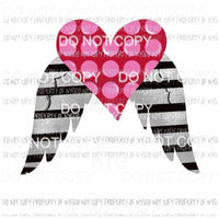 Heart Wings black stripes pink polka dots Sublimation transfers Heat Transfer