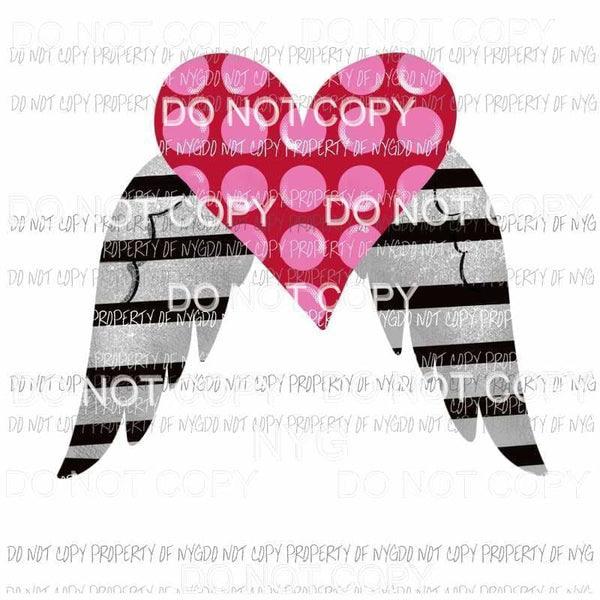 Heart Wings black stripes pink polka dots Sublimation transfers Heat Transfer