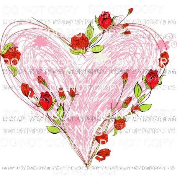 heart with roses Sublimation transfers Heat Transfer