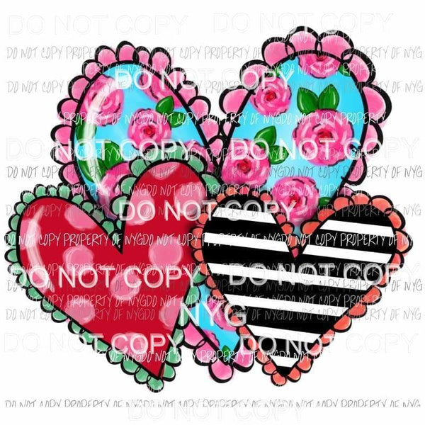 Hearts #2 floral stripes polka dots Sublimation transfers Heat Transfer
