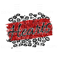 Hearts Red Glitter Leopard Sublimation transfers - Heat 