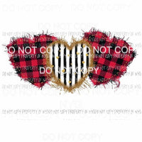 Hearts trio #1 red plaid black stripes gold hearts Sublimation transfers Heat Transfer