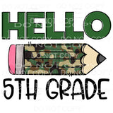Hello Camo Pencil GRADES preschool PRE K head start TO 5TH 