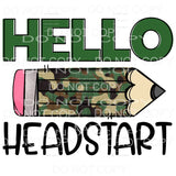 Hello Camo Pencil GRADES preschool PRE K head start TO 5TH 