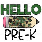 Hello Camo Pencil GRADES preschool PRE K head start TO 5TH 