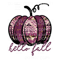 Hello Fall Aztec Pumpkin Sublimation transfers - Heat 