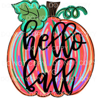 Hello Fall Pink Pumpkin Colorful Stripes #39 Sublimation 