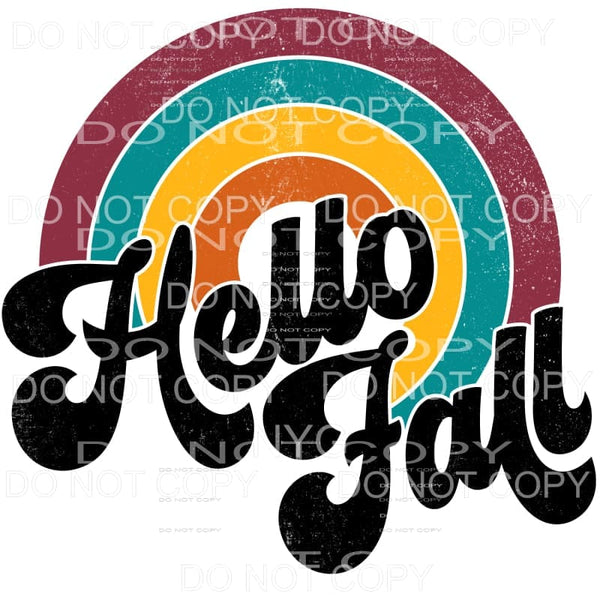 Hello Fall Rainbow Vintage Distressed Sublimation transfers 