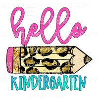 Hello Kindergarten Leopard Pencil Sublimation transfers - 
