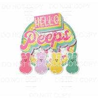 Hello Peeps Retro Easter Pastel Colors Sublimation transfers
