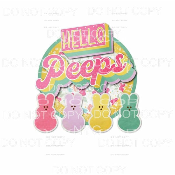 Hello Peeps Retro Easter Pastel Colors Sublimation transfers