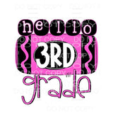 Hello PINK GRADES PRE K TO 5TH GRADE Sublimation transfers -