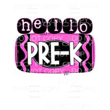 Hello PINK GRADES PRE K TO 5TH GRADE Sublimation transfers -