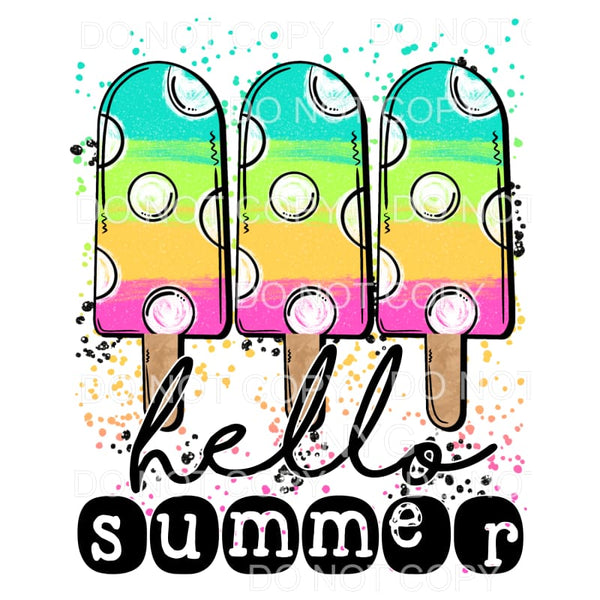 Hello Summer Ice Cream Popsicle Trio Rainbow Polka Dots 
