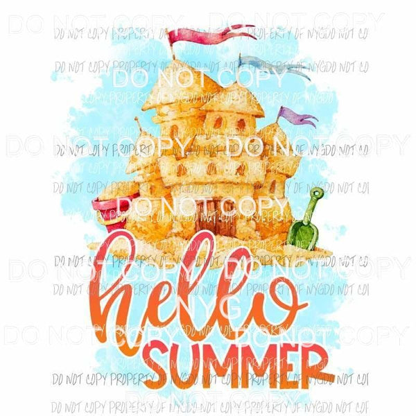 Hello Summer sandcastle Sublimation transfers Heat Transfer