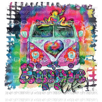 Hippie Life peace frog retro van Sublimation transfers Heat Transfer