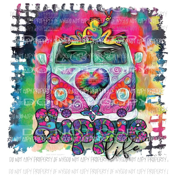 Hippie Life peace frog retro van Sublimation transfers Heat Transfer