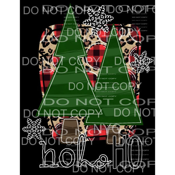 Ho Ho Ho Green Stripe Christmas Trees Leopard Red Buffalo 