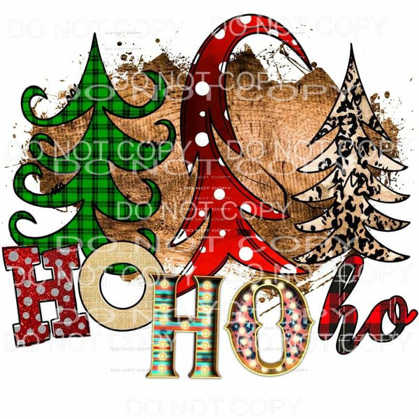 Ho Ho Ho Leopard Plaid Polka Dot Tree Wood Slab Sublimation 