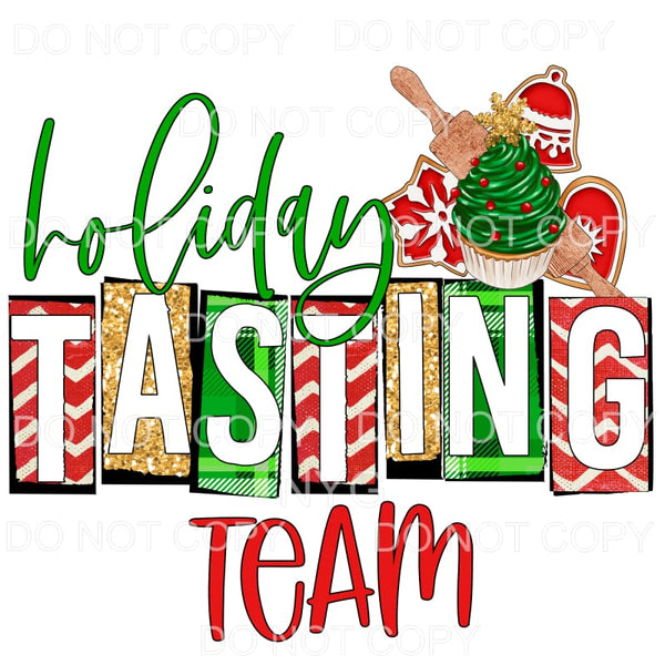 Holiday Tasting Team Red Chevron Green Plaid Gold Glitter 
