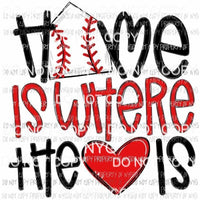Home Is Where The Heart Is baseball red Sublimation transfers Heat Transfer