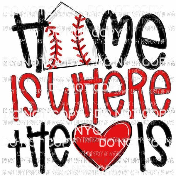 Home Is Where The Heart Is baseball red Sublimation transfers Heat Transfer