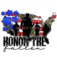 Honor The Fallen Soldiers Troops USA America Red White Blue 