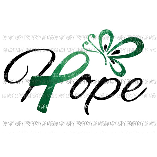 Hope #2 green awareness ribbon Sublimation transfers Heat Transfer