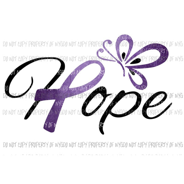 Hope #4 purple awareness ribbon Sublimation transfers Heat Transfer