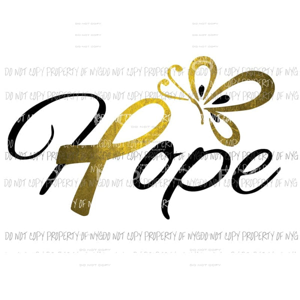Hope #5 yellow awareness ribbon Sublimation transfers Heat Transfer
