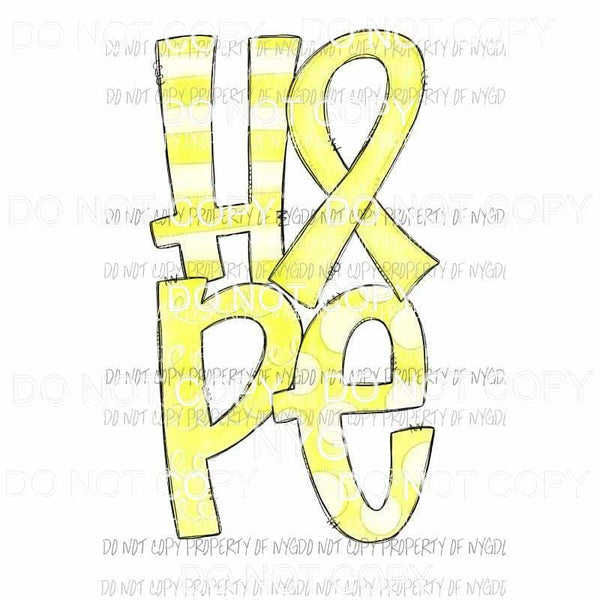 HOPE yellow #2 awareness ribbon Sublimation transfers Heat Transfer