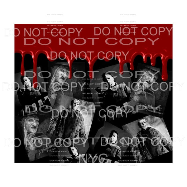 Horror Movie Characters Collage #1 red blood drip 