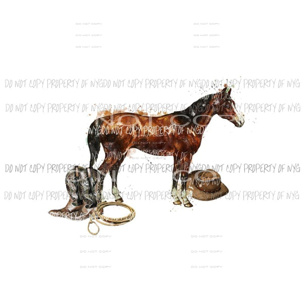 Horse with hat and boots Sublimation transfers Heat Transfer