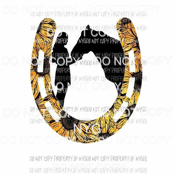 Horseshoe sunflower Horse and GIrl Sublimation transfers Heat Transfer