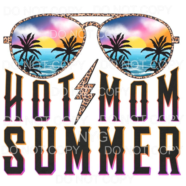 Hot Mom Summer Beach Leopard Glasses Sublimation transfers -
