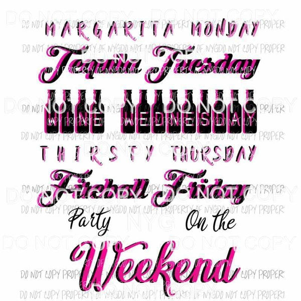 Hot Pink Drinking Week Party Weekend Sublimation transfers Heat Transfer