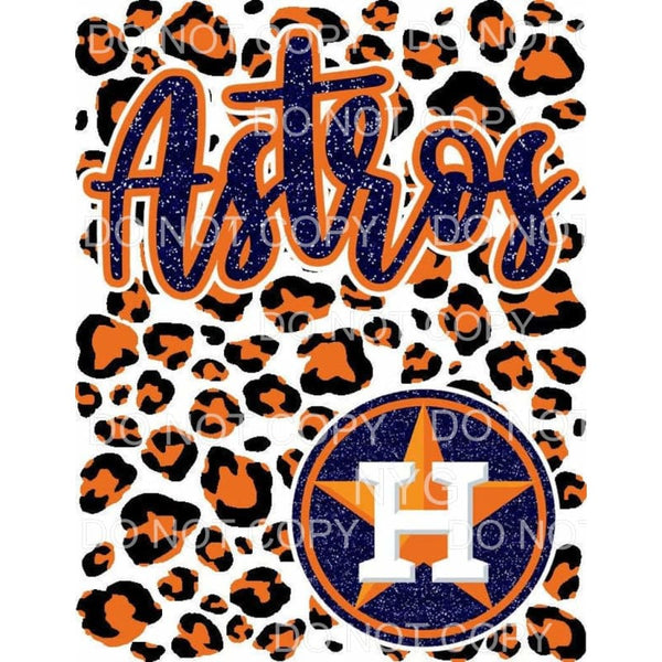 Houston Astros Baseball Glitter Blue Orange Leopard 