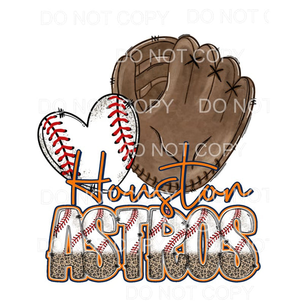 Houston Astros Baseball Heart Glove Leopard #1427 