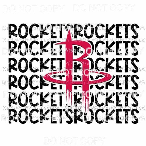 Houston Rockets stacked Sublimation transfers Heat Transfer