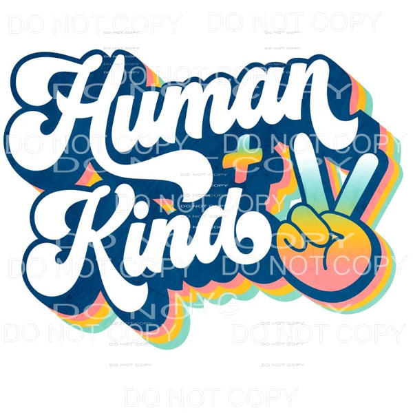 Human Plus Kind Peace Sign Retro Sublimation transfers - 