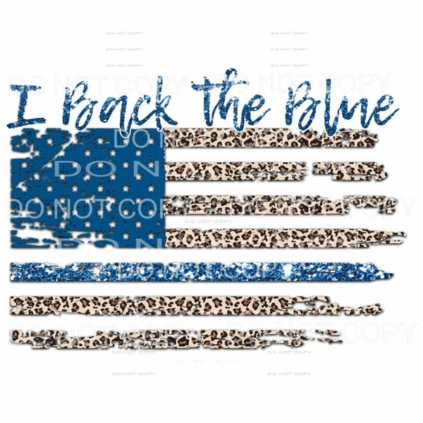 I Back The Blue Police Distressed Flag Glitter Leopard 