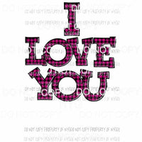 i love you plaid 3 Sublimation transfers Heat Transfer