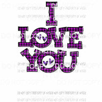i love you plaid purple 7 Sublimation transfers Heat Transfer