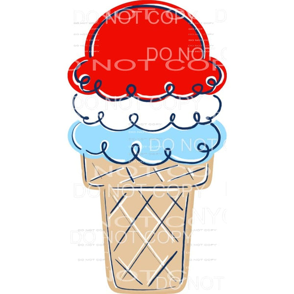 Ice Cream Cone Red White Blue 4th of July USA America 