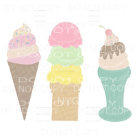 Ice Cream Cone Sundae Trio Sublimation transfers - Heat 