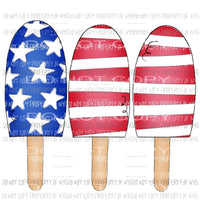 Ice Cream Trio American Flag red white blue Sublimation transfers Heat Transfer