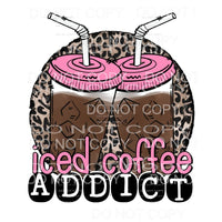 Iced Coffee Addict Pink Leopard Sublimation transfers - Heat
