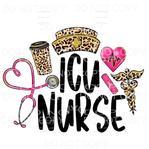 ICU Nurse Pink Leopard Sublimation transfers - Heat Transfer