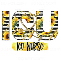 ICU Nurse Stethoscope Sunflowers Black Stripes Sublimation 