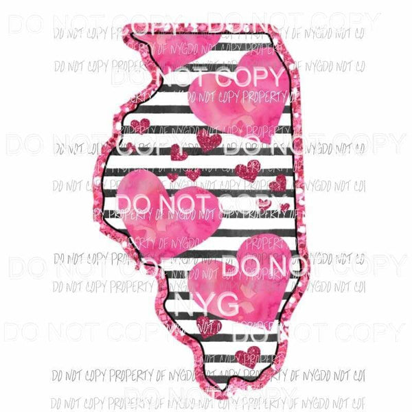 Illinois pink hearts black stripes Sublimation transfers Heat Transfer